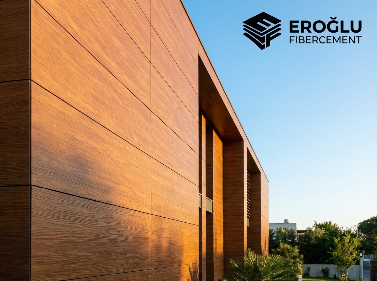 Ahşap desenli fibercement levha yakından g&ouml;r&uuml;n&uuml;m