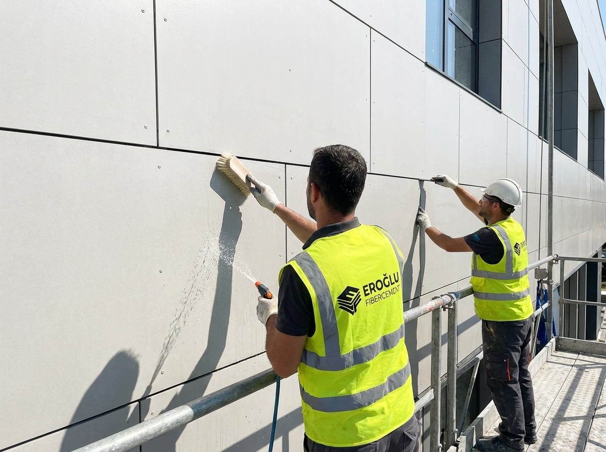 Bakımlı ve temiz fibercement dış cephe kaplaması &ouml;rneği