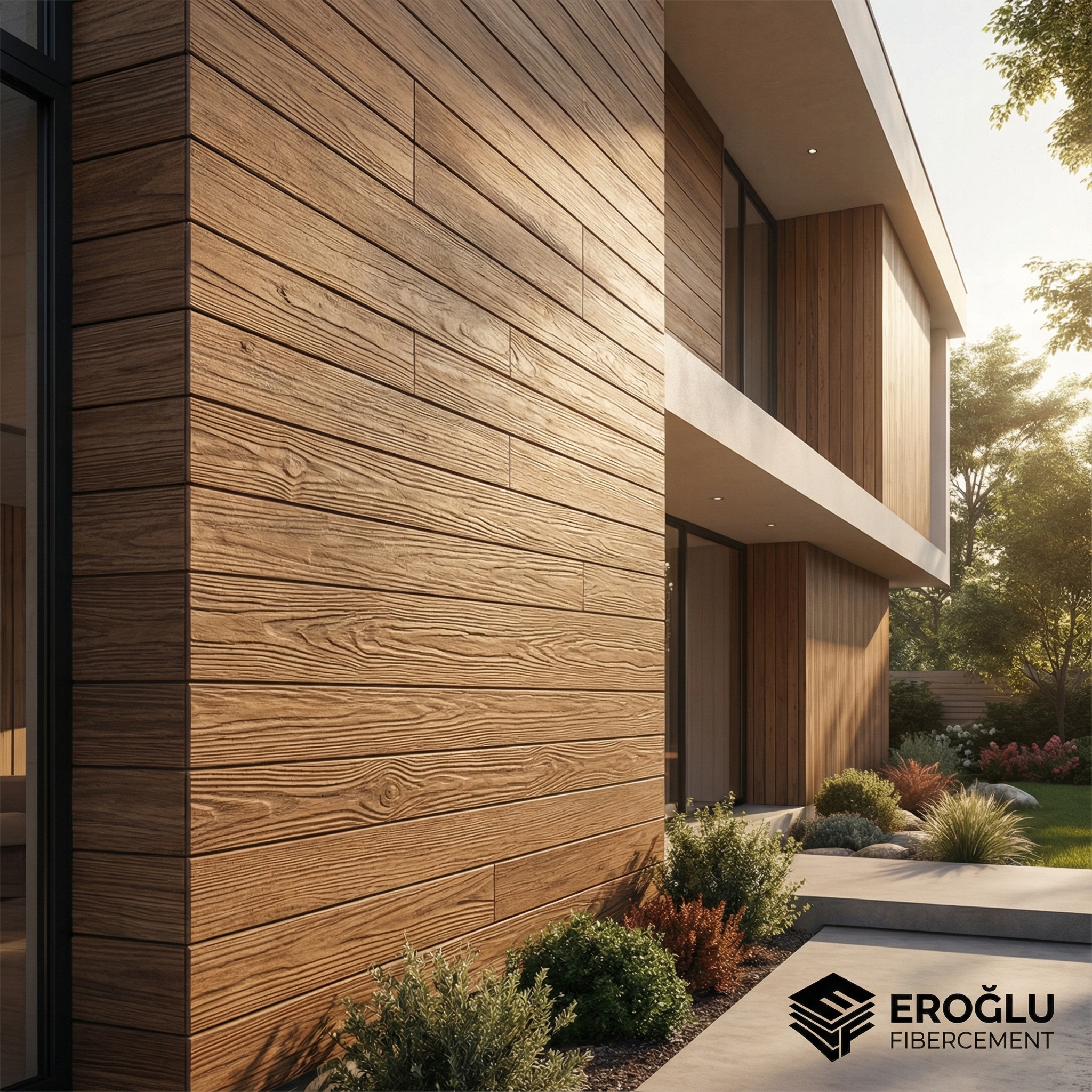 Ahşap desenli fibercement cephe